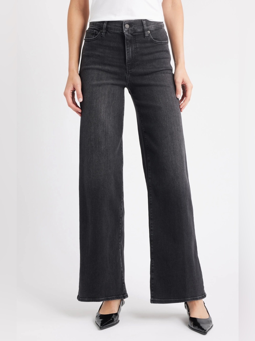 Frame Denim Le Slim Palazzo High Rise Wide Leg Jeans Fame Gray 26